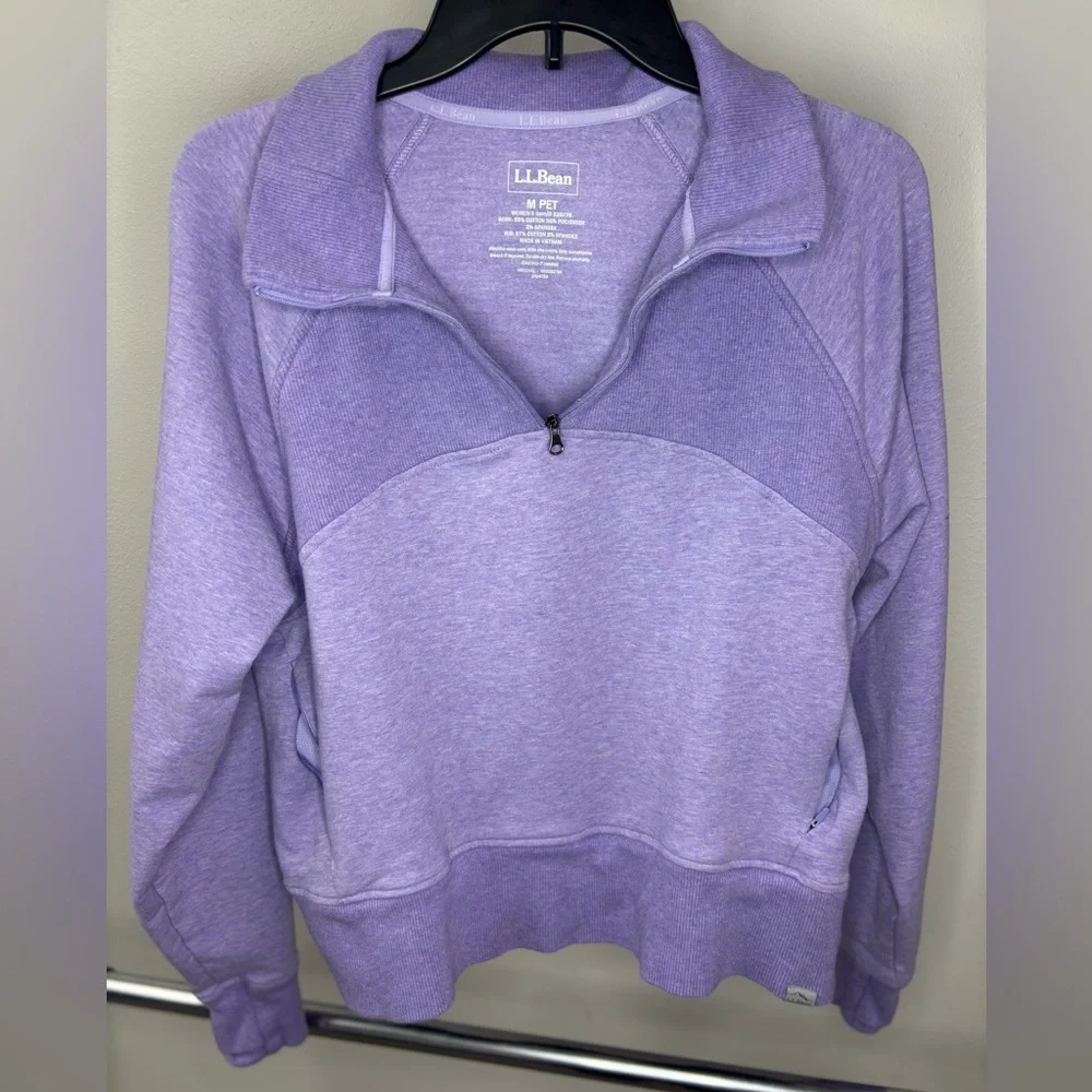 L.L. Bean Women’s Cozy Pullover, Quarter-Zip French Lilac Heather‎ Medium Petite